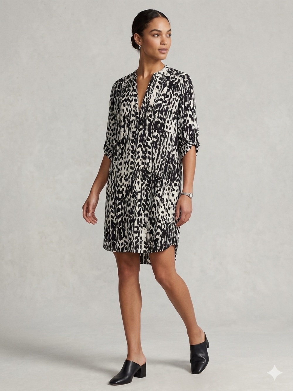 Renee C. Black & White Animal-Print Swim Coverup Tunic

7
